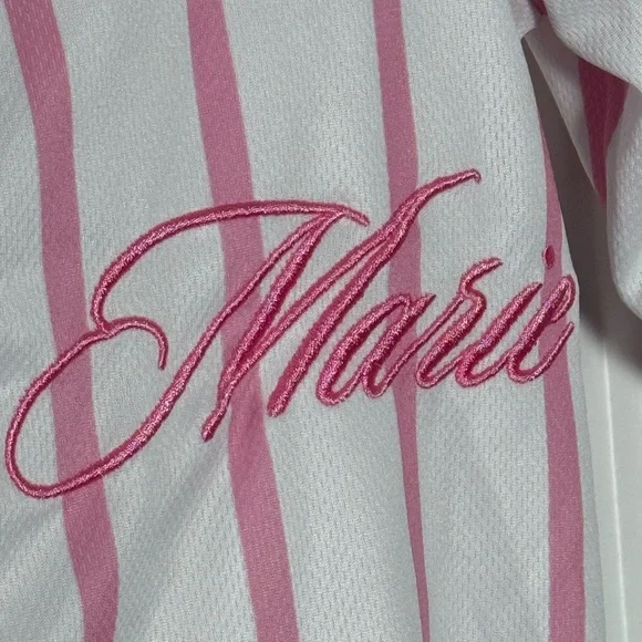 Disney’s Aristocats Marie Baseball Jersey Pink and White Striped Size XS - Picture 2 of 4